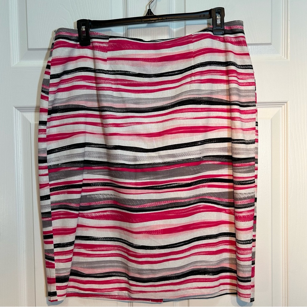 CATO NWOT  Lined Linen Pink Striped Skirt Size 18W